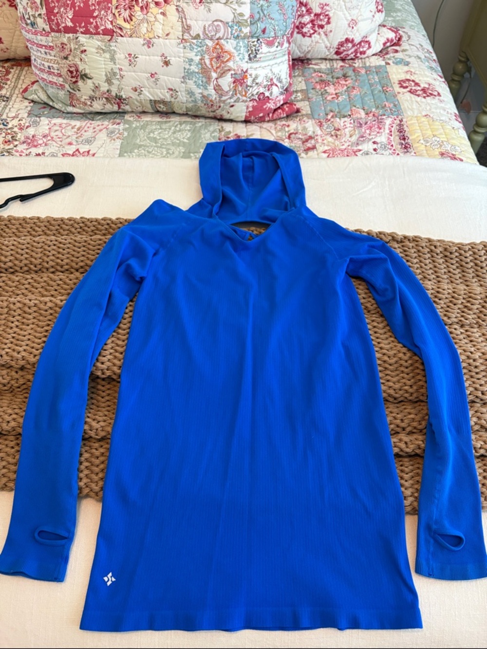 Bright Blue Hooded Long Sleeve Top